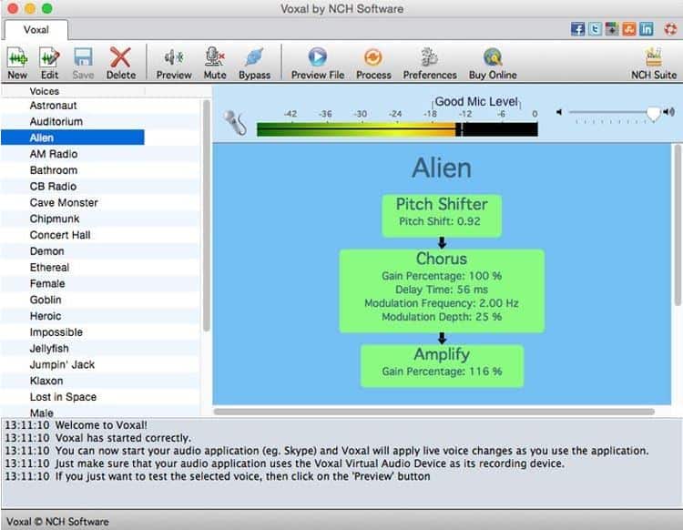 Voxal Voice Changer (voce in tempo reale)