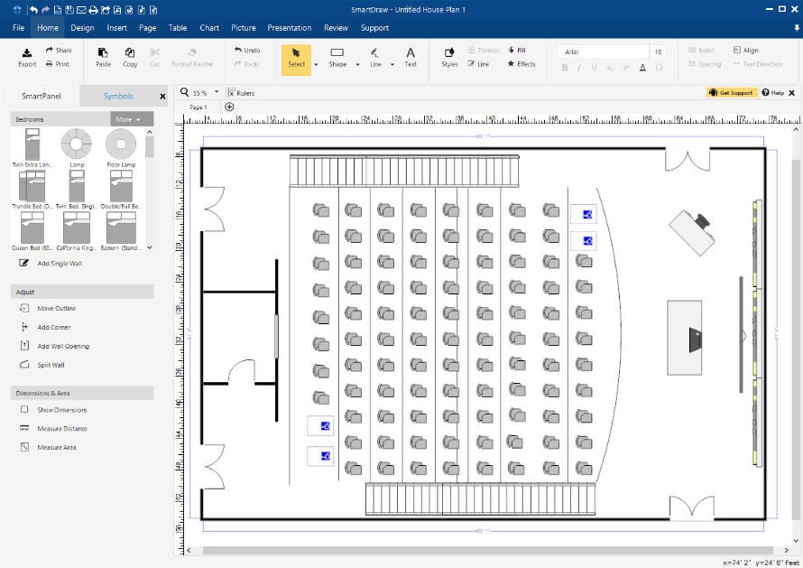 SmartDraw: Facilità d'Uso e Vasta Libreria di Simboli